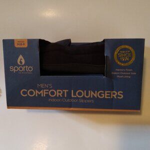 NIB sporto Men's BLACK COMFORT LOUNGERS SIZE M8-9 INDOOR OR OUTDOOR SLIPPERS